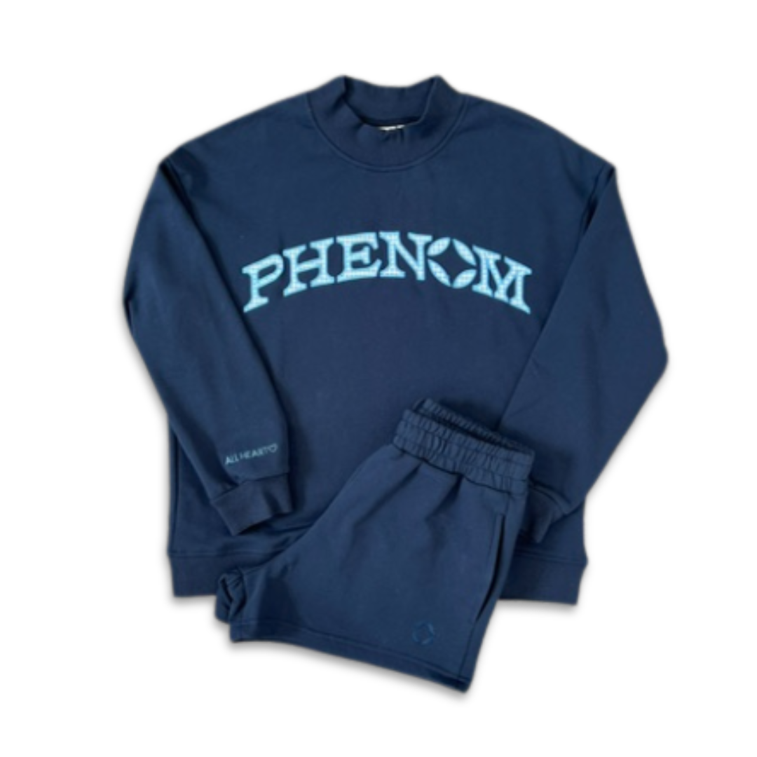 PHENOM GINGHAM MOCKNECK ~Navy