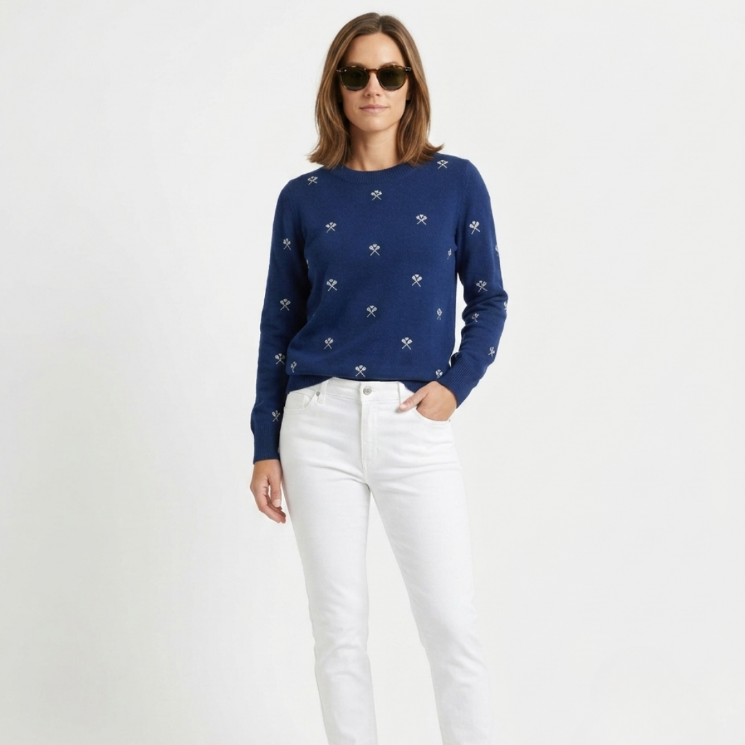 PHENOM Lacrosse Knit Sweater | Lightweight Embroidered Crewneck