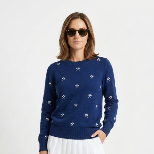 PHENOM Lacrosse Knit Sweater | Lightweight Embroidered Crewneck