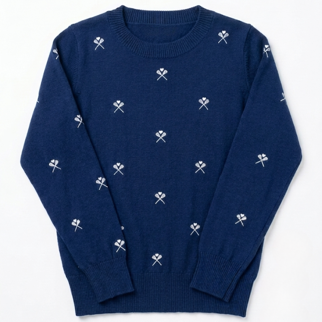 PHENOM Lacrosse Knit Sweater | Lightweight Embroidered Crewneck
