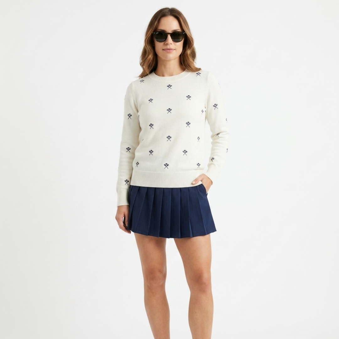 PHENOM Lacrosse Knit Sweater | Lightweight Embroidered Crewneck