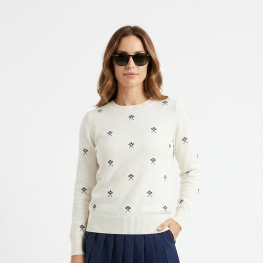 PHENOM Lacrosse Knit Sweater | Lightweight Embroidered Crewneck
