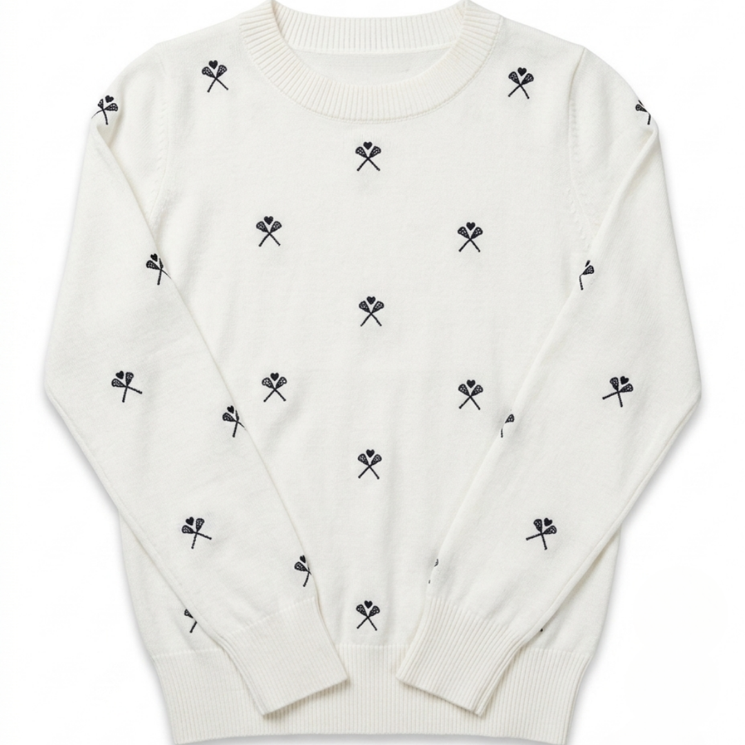 PHENOM Lacrosse Knit Sweater | Lightweight Embroidered Crewneck