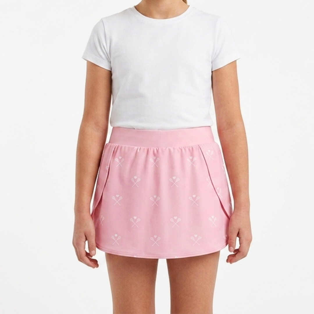 Youth Girls' Lacrosse Skort with Built-In Shorts | SOFT PINK