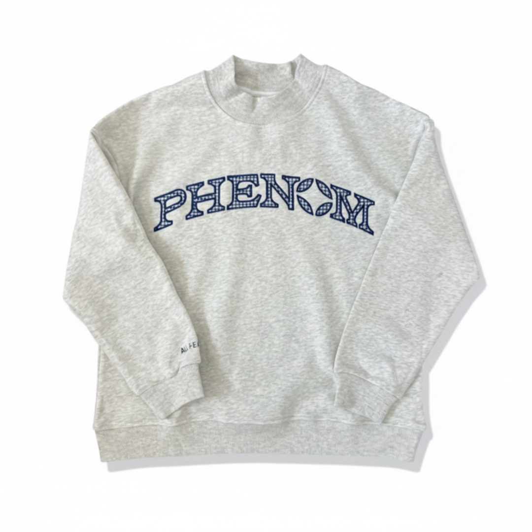 PHENOM GINGHAM MOCKNECK ~LIGHT GRAY