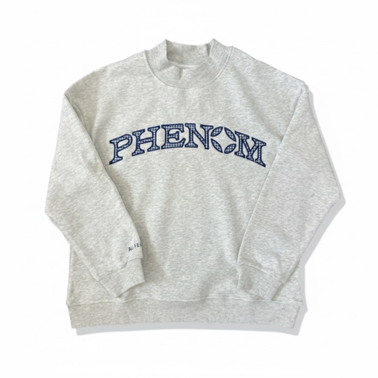 PHENOM GINGHAM MOCKNECK ~LIGHT GRAY