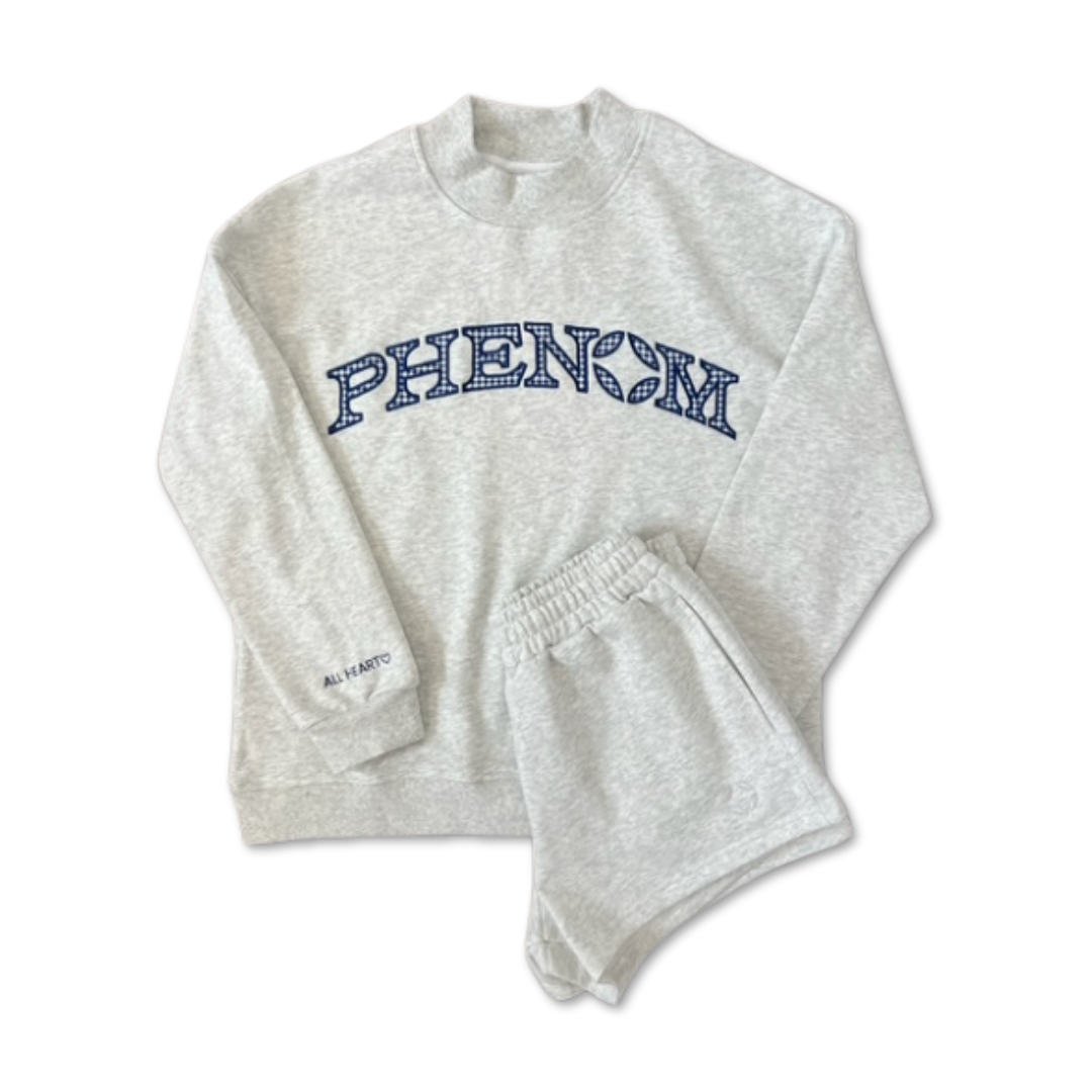 PHENOM GINGHAM MOCKNECK ~LIGHT GRAY