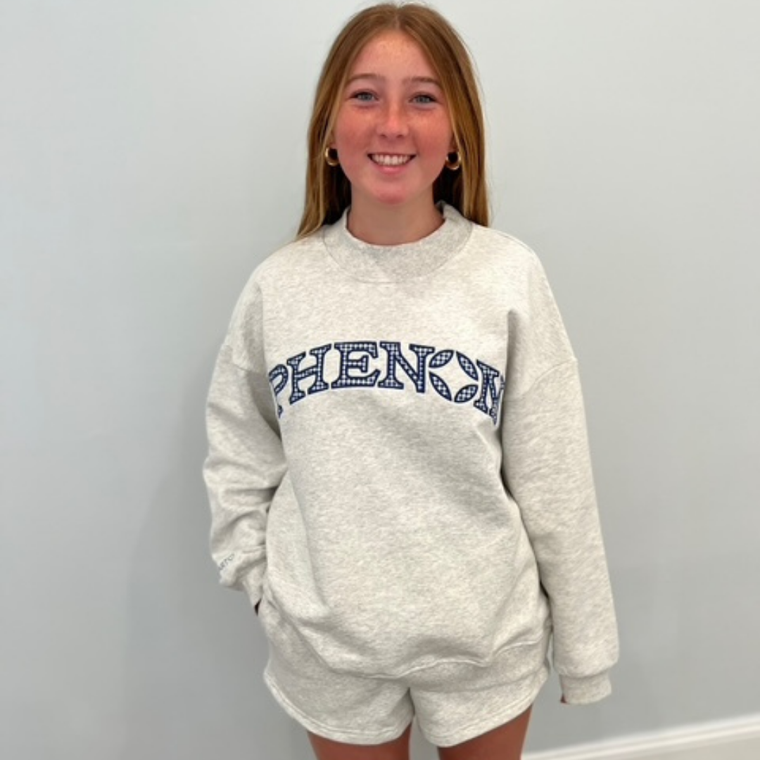 PHENOM GINGHAM MOCKNECK ~LIGHT GRAY