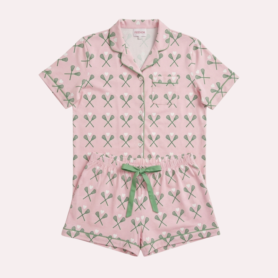 Girls Lacrosse Pajama Set- Palm Pink
