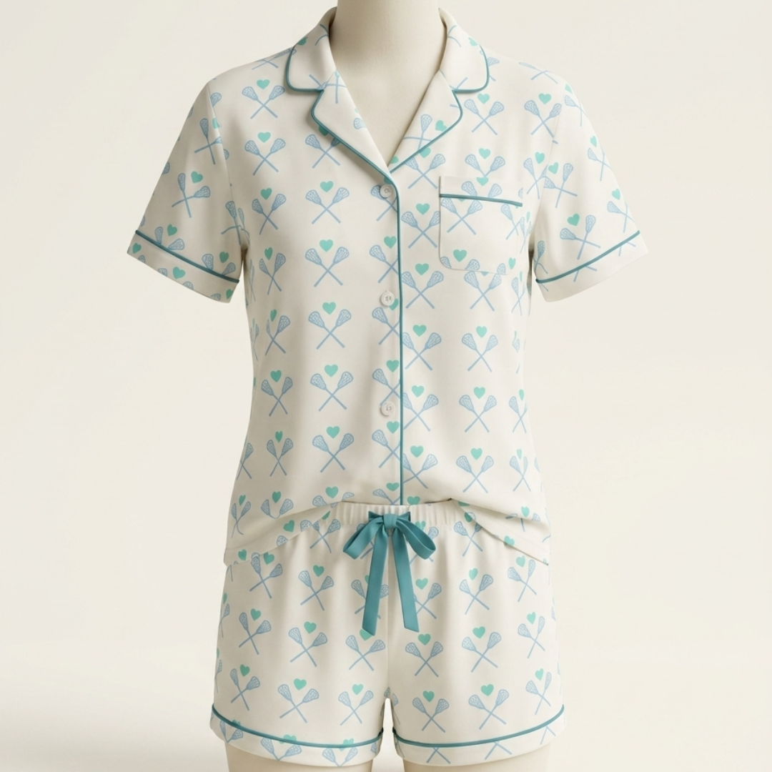 Women's Lacrosse Sleepwear Set- Coastal Blue