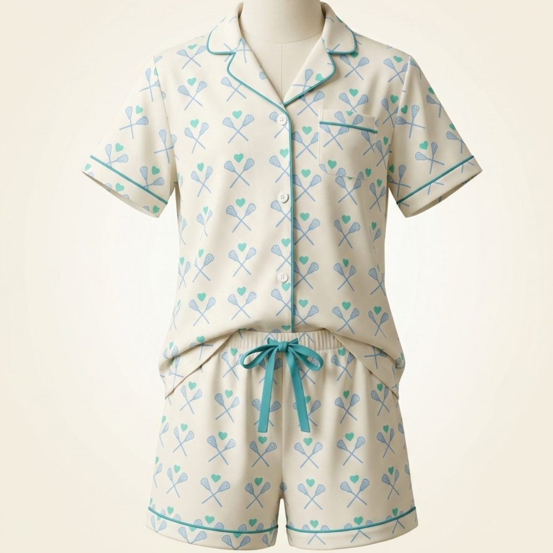 Girls Lacrosse Pajama Set- Coastal Blue