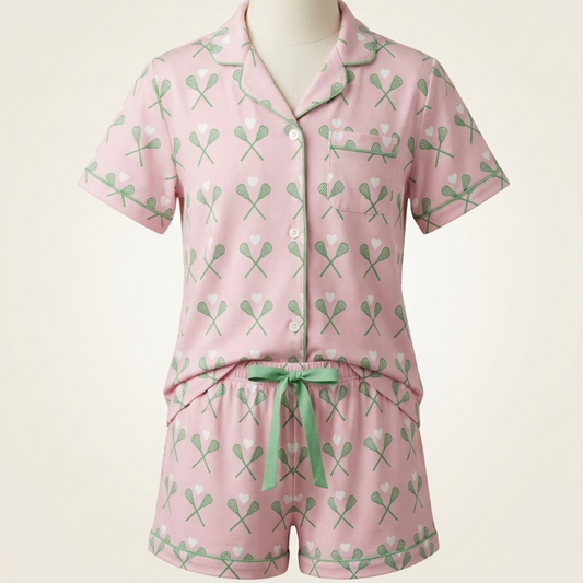 Girls Lacrosse Pajama Set- Palm Pink