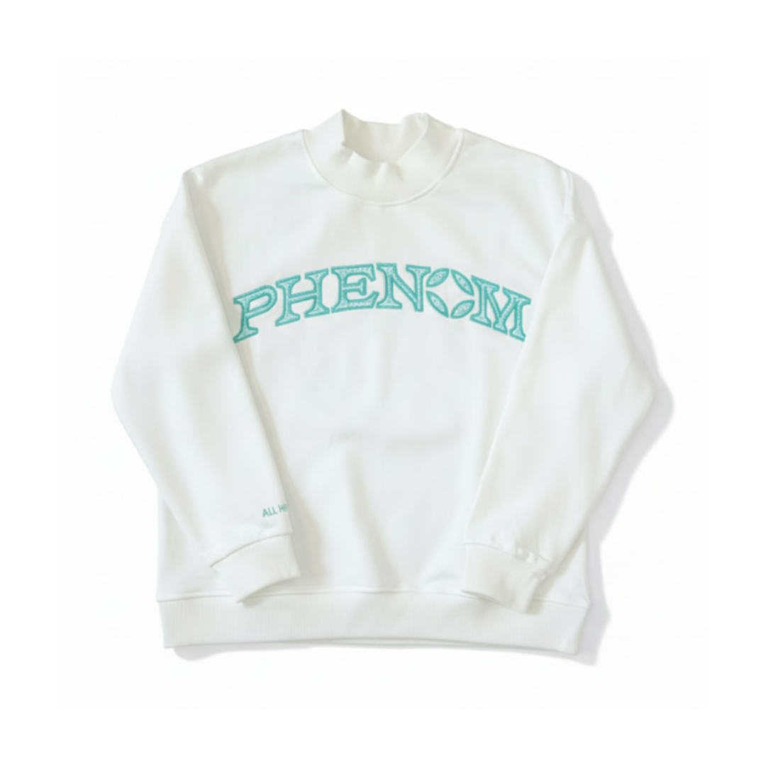 PHENOM GINGHAM MOCKNECK ~WHITE