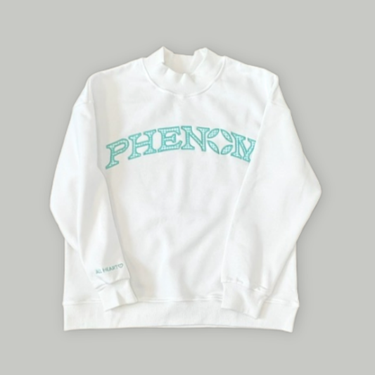 PHENOM GINGHAM MOCKNECK ~WHITE