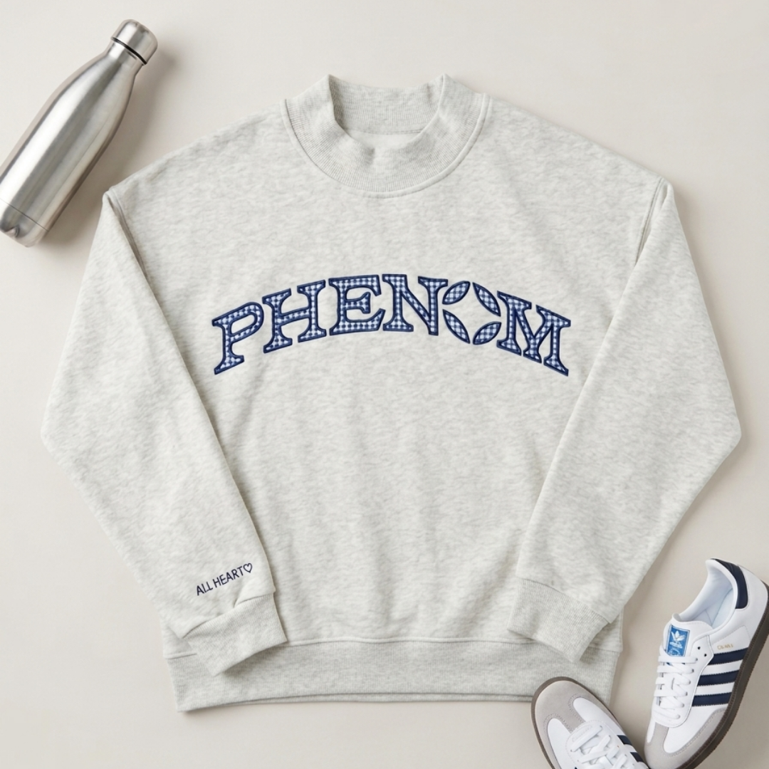 PHENOM GINGHAM MOCKNECK ~LIGHT GRAY
